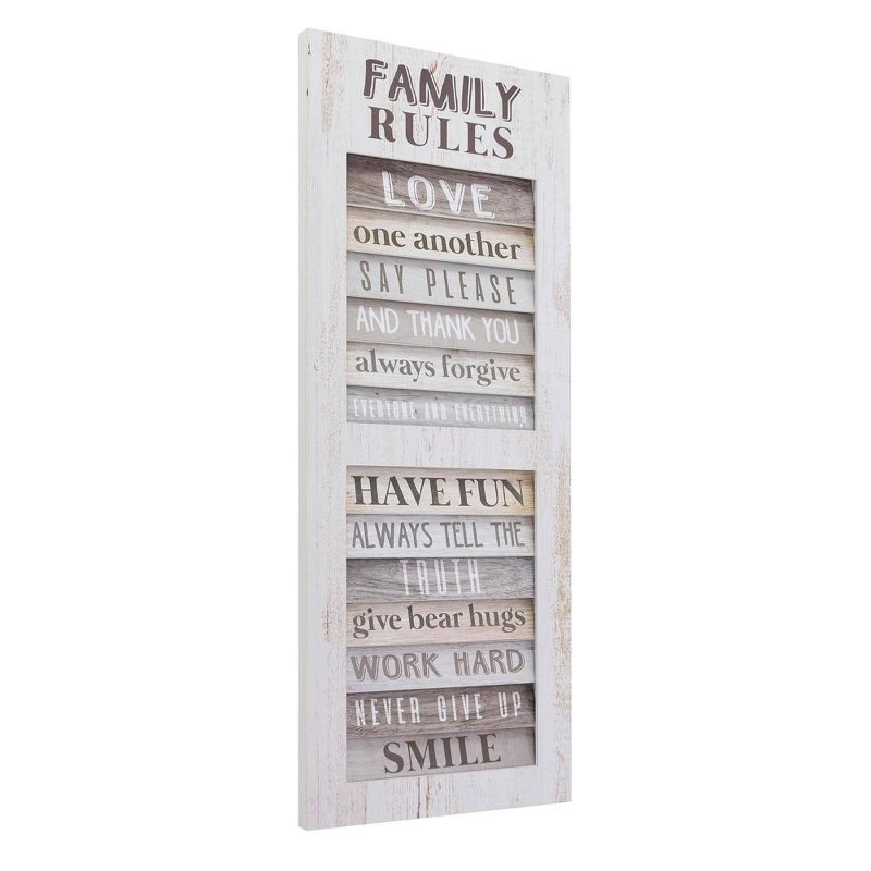 Family Rules Inspirational Shutter Window Plaque Farmhouse Wall Sign Panel - American Art Decor, 1 of 8
