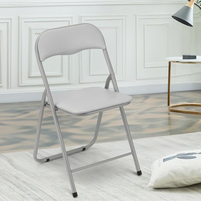 4 Pack Grey Folding Chairs, Indoor Outdoor Padded Cushion and Back Folding Chairs for Home Office Events Wedding Party