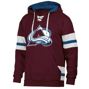 NHL Colorado Avalanche Men's Long Sleeve Hooded Sweatshirt with Lace - 1 of 3