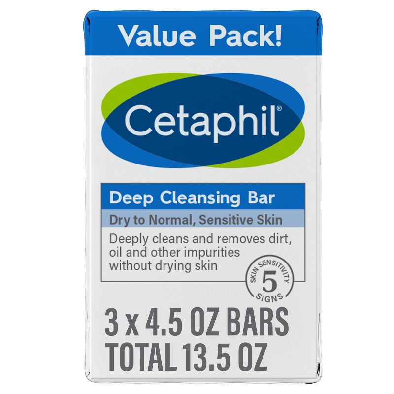 Cetaphil Deep Cleansing Bar Soap - 3pk - 4.5oz each, 1 of 8