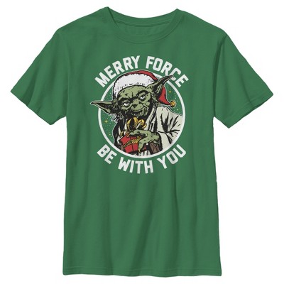 Merry You Will Be Big Boys Disney Star Wars Yoda Christmas T-Shirt 