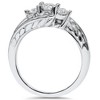 Pompeii3 1/2ct 3 Stone Vintage Diamond Engagement Ring 10K White Gold - 2 of 4