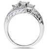 Pompeii3 1/2ct 3 Stone Vintage Diamond Engagement Ring 10K White Gold - image 2 of 4