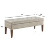 GDFStudio Peter Velvet Tufted Upholstered 48" Ottoman with Nail and Wood Legs - 3 of 4