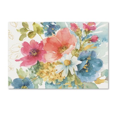 Colorful Floral Watercolor Canvas Art Print 30" x 47"