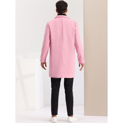 Lars Amadeus Men's Slim Fit Winter Notched Lapel Single Breasted Long Jacket Overcoat X-Large Pink — фото 5