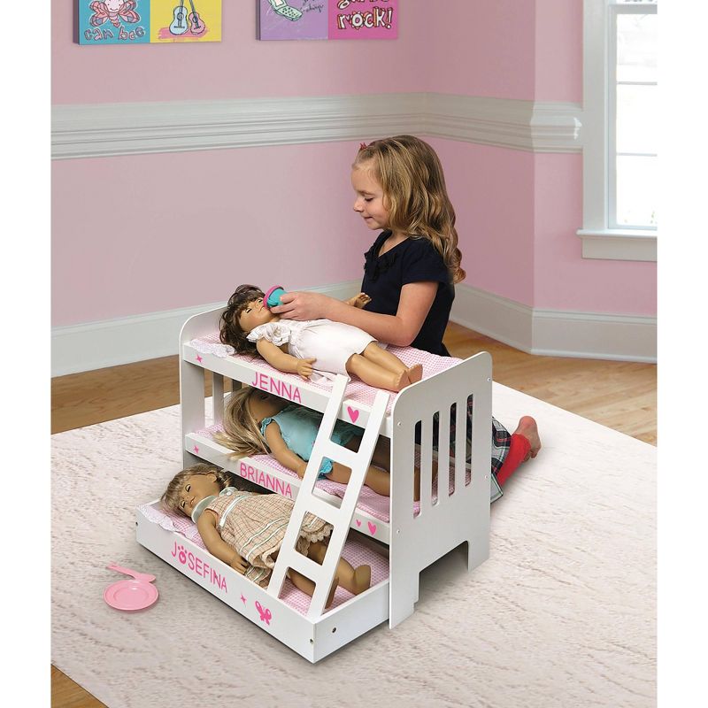 Badger Basket Trundle Doll Bunk Bed with Ladder and Free Personalization Kit - White/Pink, 5 of 8