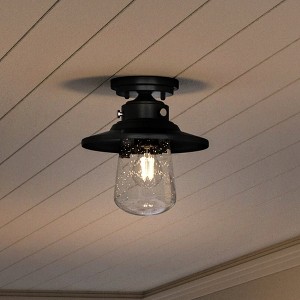 Urban Ambiance Luxury Coastal Outdoor Ceiling Light 10''H x 9''W,  Midnight Black Finish,  Santa-Ana Collection, UHP1322 - 1 of 4