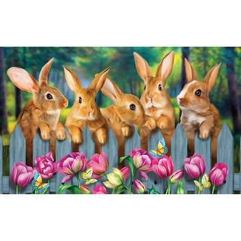 Briarwood Lane Garden Bunnies Spring Doormat Tulips Easter Rabbits Indoor Outdoor 30" x 18"