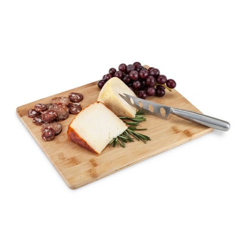 Bamboo Rectangle Cutting Board with Metal Cheese Cutter