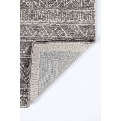 Handmade Gray Geometric Wool Rectangular Area Rug