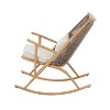 Outdoor Rocking Chair – Sturdy Iron Frame in Maple Finish, Gray PE Rattan Backrest & Light Gray Cushion - 4 of 4