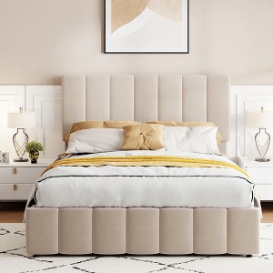 KTMBDW Full/Queen Size Lift Up Storage Bed, Modern Upholstered Headboard, Hydraulic Support, No Box Spring Needed - 1 of 4