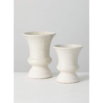 Sullivans Set of 2 Ceramic Vases 8"H & 6"H Off-White