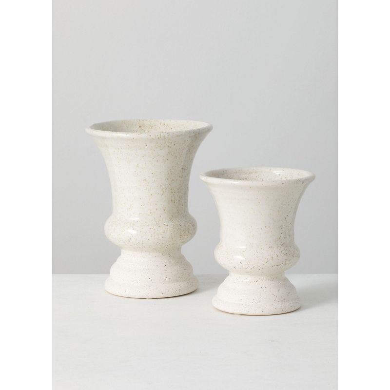 Sullivans Set of 2 Ceramic Vases 8"H & 6"H Off-White, 1 of 5
