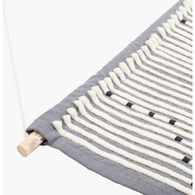 Medium Gray Cotton Woven Wall Hanging with Fringe