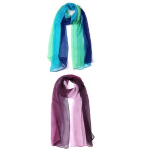 Elerevyo Women Long Chiffon Lightweight Gradient Color Scarves 2 Pcs - 1 of 4