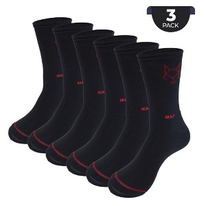 WULF - Classic Men's All Black Crew Socks Pack of 3 - 1 of 4