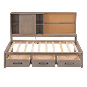YOOCOZZ Twin Size Daybed with Storage Shelves, Drawers, Cork Board and Charging Ports - 1 of 4