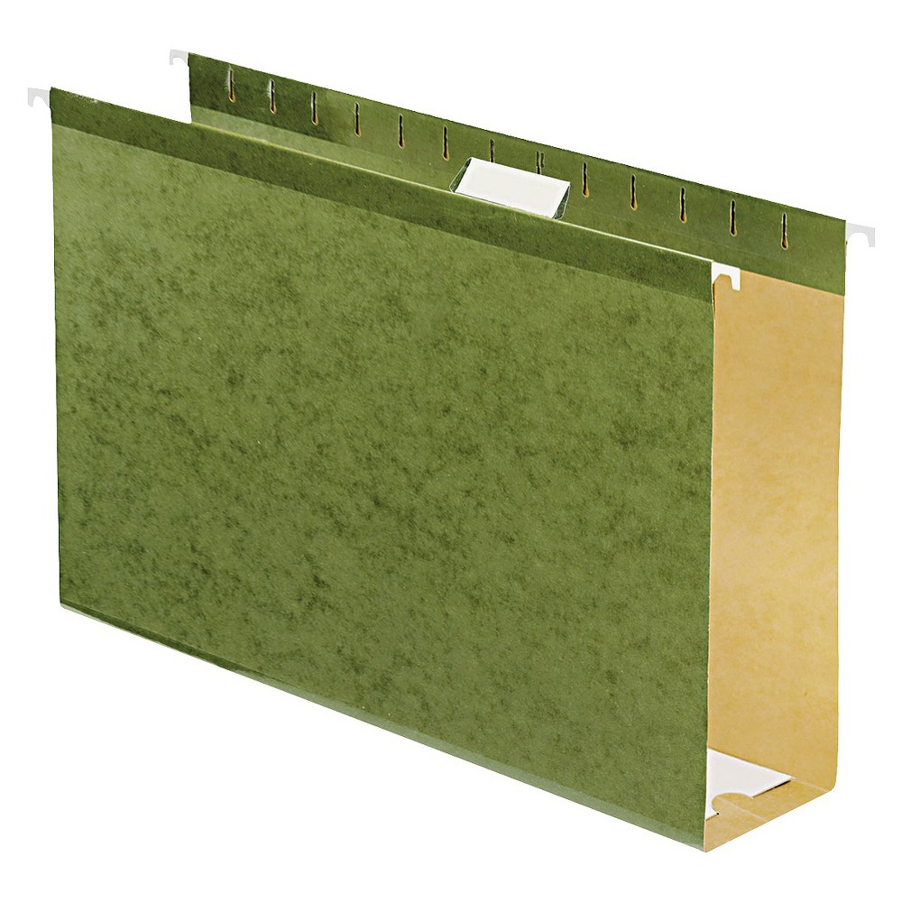 Esselte Hanging Folder - 3 Folder Capacity - Legal - 8.50 Width x 14 Length Sheet Size - 3 Expansion - Pressboard - Standard Green - 25 / Box