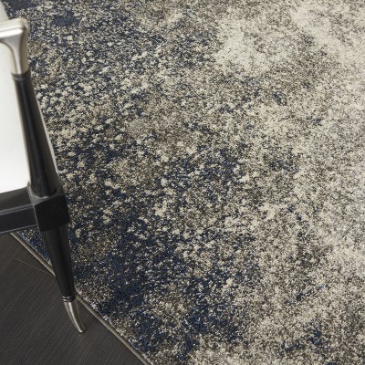 Charcoal Ivory Abstract Synthetic 45x69 Medium Area Rug