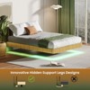 NicBex King/Queen Natural Wood Floating Bed Frame with LED Lights,Wave Wood Texture Platform Bed for Bedroom,No Box Spring Needed - 3 of 4