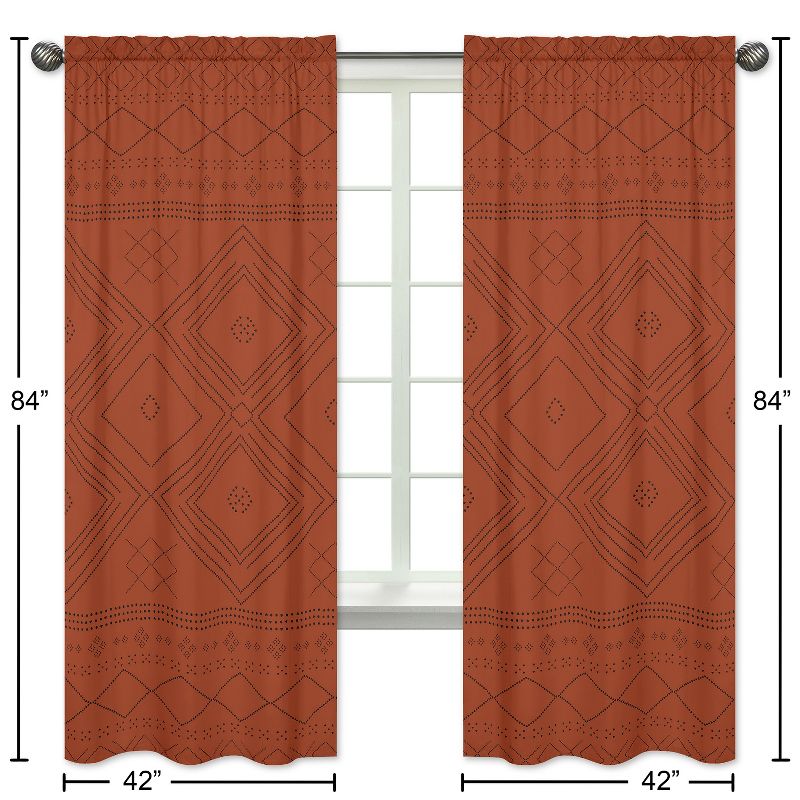 Sweet Jojo Designs Window Curtain Panels 84in. Boho Geometric Orange and Black, 4 of 6