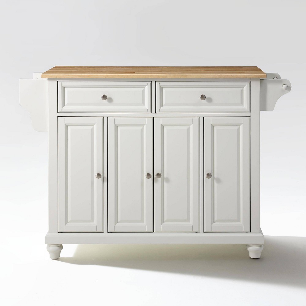 Photos - Kitchen System Crosley Cambridge Natural Wood Top Kitchen Island White  