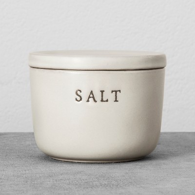 Set Of 2 Stoneware Salt And Pepper Cellar With Wood Lid Cream - Figmint™ :  Target