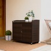Teamson Home 39.5" Veronica Rolling Outdoor PE Rattan Bar Cart with Storage, Brown - 2 of 4