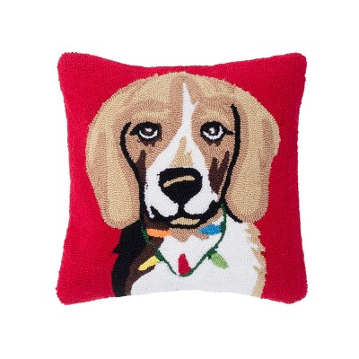 C&F Home 18" x 18" Beagle Hooked Christmas Holiday Throw Pillow