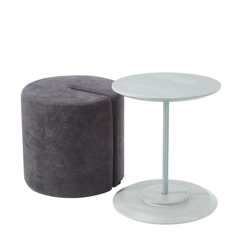 MHF Accent Table with Nesting Lightweight Ottoman, Round Footstool (2-Piece Set), 1 of 10