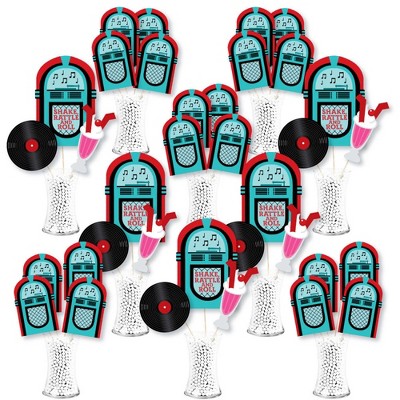 Big Dot of Happiness 50's Sock Hop - 1950s Rock N Roll Party Centerpiece Sticks - Showstopper Table Toppers - 35 Pieces