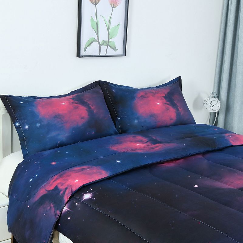 PiccoCasa Galaxies Comforter & Sham Set All-season Reversible Bedding Sets 3 Pcs, 3 of 8