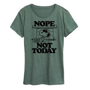 Women's - Peanuts - Joe Cool Nope Not Today Short Sleeve Graphic T-Shirt - 1 of 4