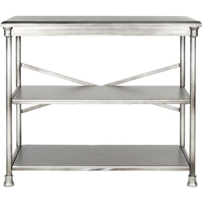 Transitional Dark Silver 38" Iron and Wood Etagere Bookcase