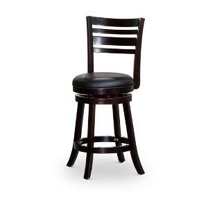 24" Counter Height X-Back Swivel Stool with Padded Seat and Weathered Finish, Solid Hardwood Frame for Kitchen or Bar - 1 of 4