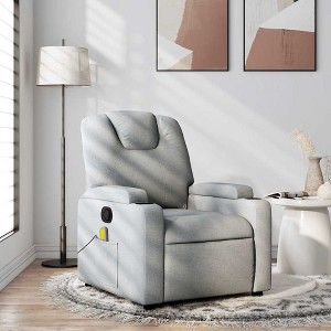 vidaXL Massage Recliner Chair Light Gray Fabric - 1 of 4