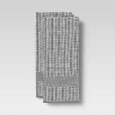 Waffle-Terry Alloy Grey Organic Cotton Dish Towels, Set of 2 + Reviews