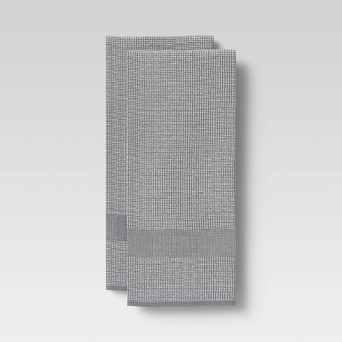 2pk Cotton Striped Terry Kitchen Towels Gray - Threshold™
