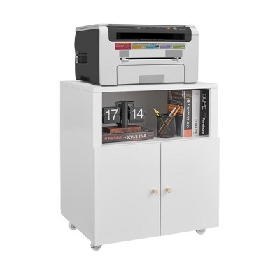 Vynxaria Home Office Printer Stand with Wheels, Printer Tables with File door  Mobile Lateral Filing Cabinet with Open Storage Shelf