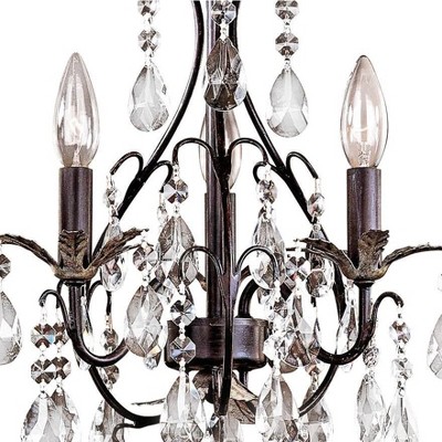Castlewood Walnut and Silver Crystal Mini Chandelier, 3-Light