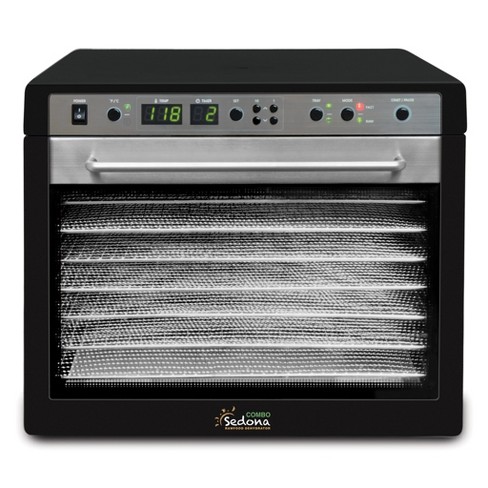 NutriChef 10-Tray Black Food Dehydrator with Stainless Steel Trays