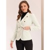 Allegra K Women's Elegant Plaid Lapel Collar Tweed Blazer - 4 of 4