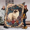 Ragdoll Cat Floral Tapestry Design Flannel Throw Blanket, Seasonal All-Purpose Polyester Comfort for Home, Christmas Gift. - 3 of 4