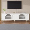 HDZNVF TV Stand with Adjustable Shelves for TVs Up to 78 inch, Stylish Media Console with Arch Fluted Glass Doors - 2 of 4