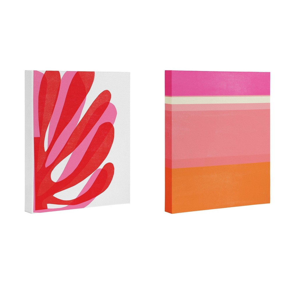 Photos - Wallpaper Deny Designs  8"x10" Garima Dhawan Cut-Outs and Striped Canvas W(Set of 2)