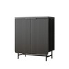 HomeRoots 35" Black Wood Textured Door Accent Cabinet With Two Doors - 4 of 4
