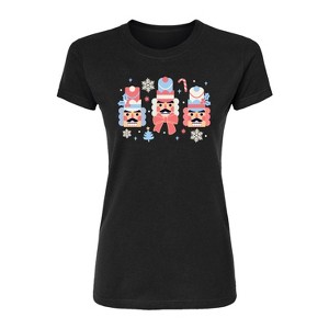 Women's - Instant Message - Winter Nutcracker Heads Fitted Graphic T-Shirt - 1 of 3