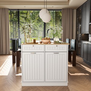40 in. W x 14 in. D x 36 in. H Ready to Assemble Floor Base Tilt-Out Trash Kitchen Cabinet with 2-Drawer - 1 of 4